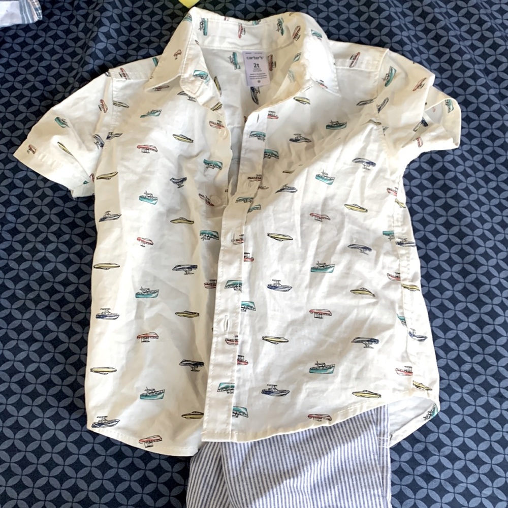Boys dress shirt and shorts
